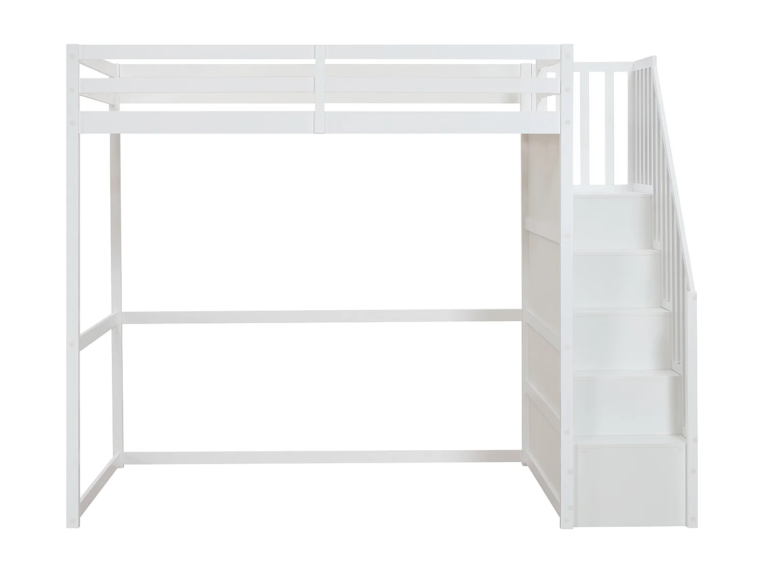 Lit mezzanine 140 x 190 cm - Pin et MDF - Blanc - MENIZI