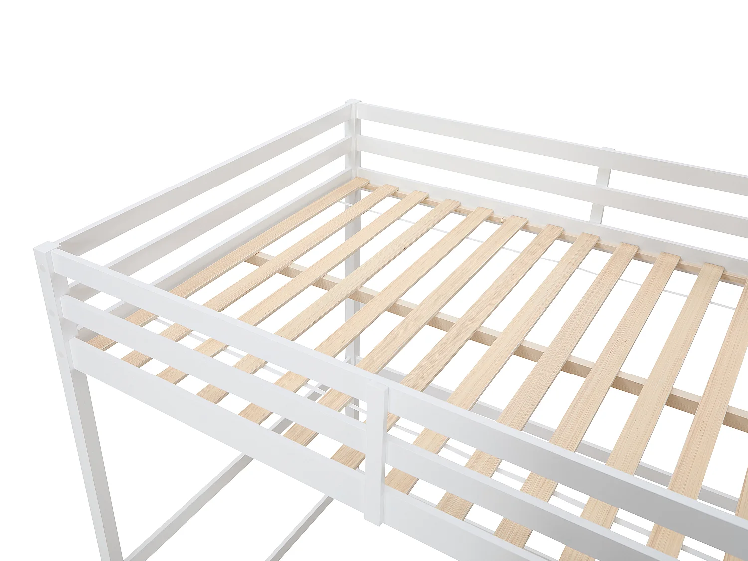 Lit mezzanine 140 x 190 cm - Pin et MDF - Blanc - MENIZI