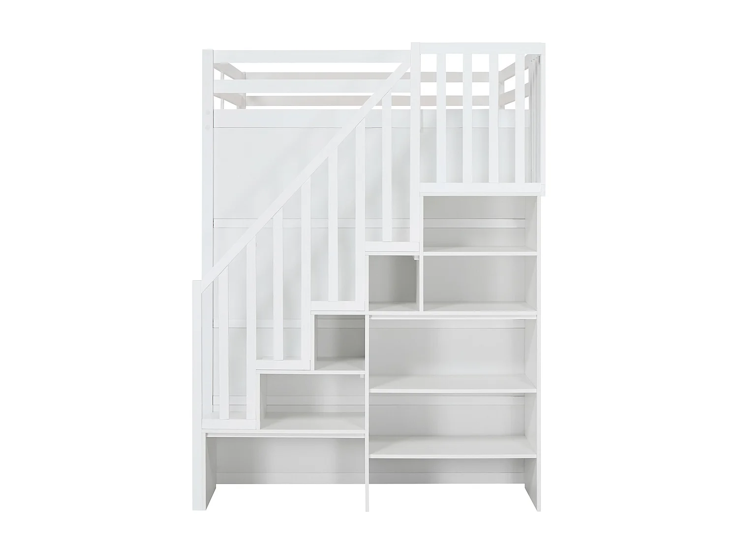 Lit mezzanine 140 x 190 cm - Pin et MDF - Blanc - MENIZI