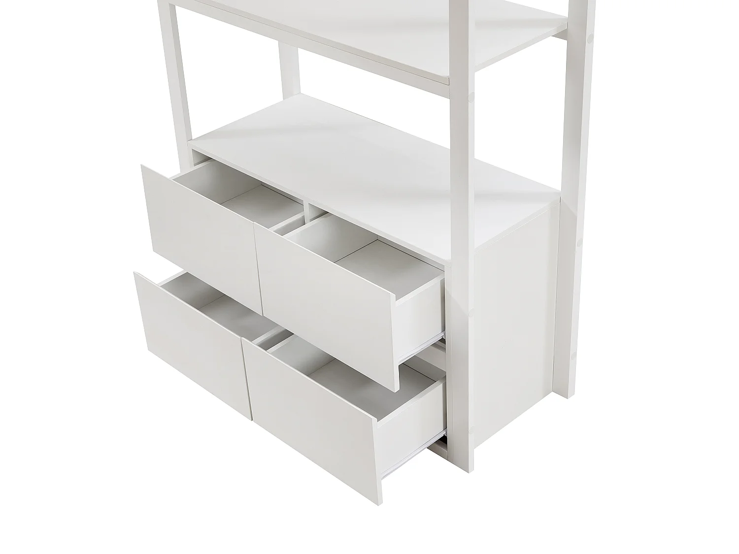 Lit mezzanine 90 x 190 cm avec bureau et rangements - Pin et MDF - Blanc - KALIZI