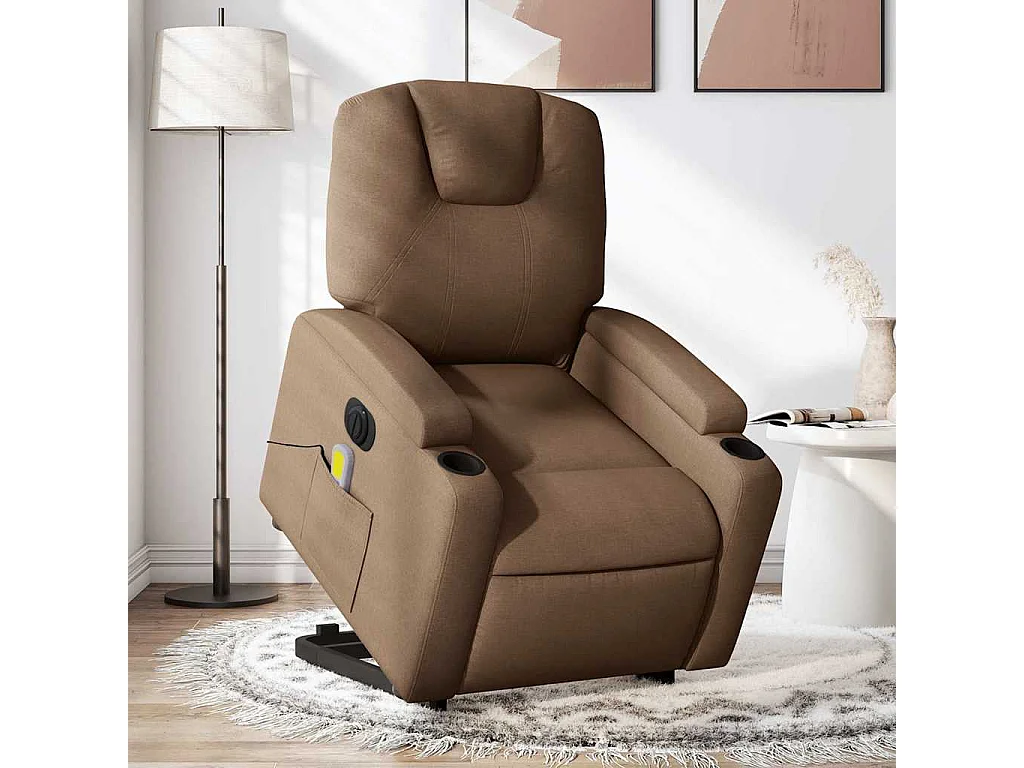 Fauteuil inclinable de massage électrique Marron Tissu