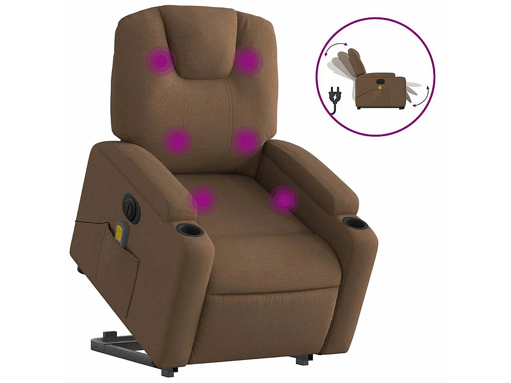 Sta-op-massagestoel elektrisch verstelbaar stof bruin