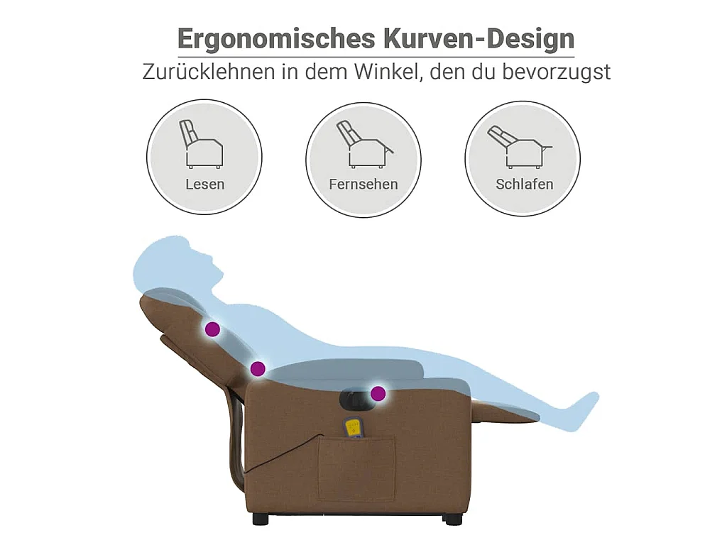 Sta-op-massagestoel elektrisch verstelbaar stof bruin