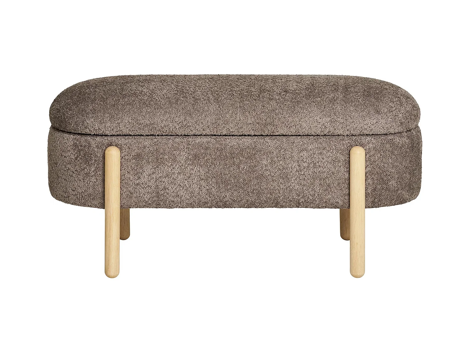 Banc avec rangement tissu marron & pieds en bois naturel BRANCA 97cm