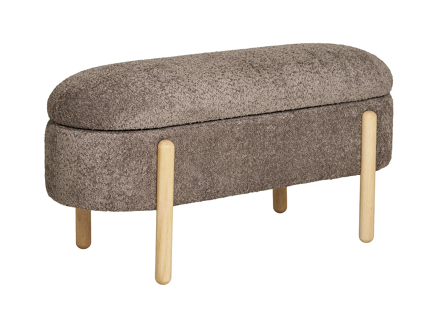 Banc avec rangement tissu marron & pieds en bois naturel BRANCA 97cm