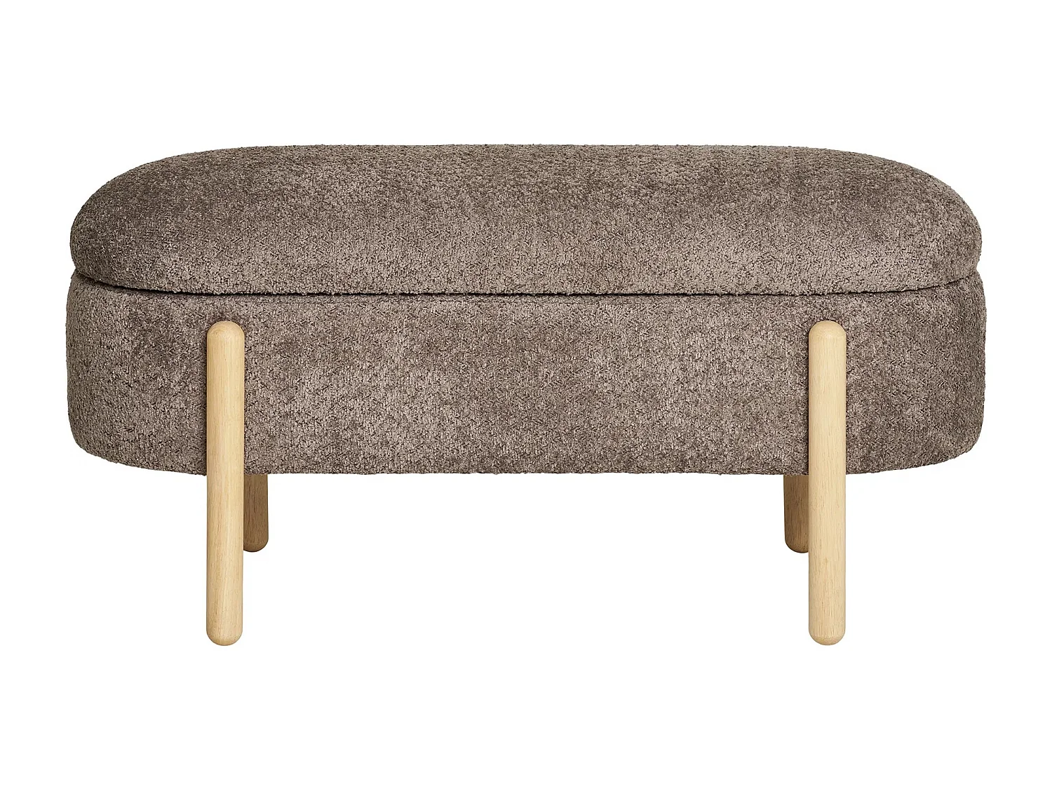 Banc avec rangement tissu marron & pieds en bois naturel BRANCA 97cm