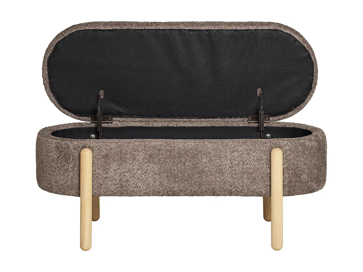 Banc avec rangement tissu marron & pieds en bois naturel BRANCA 97cm