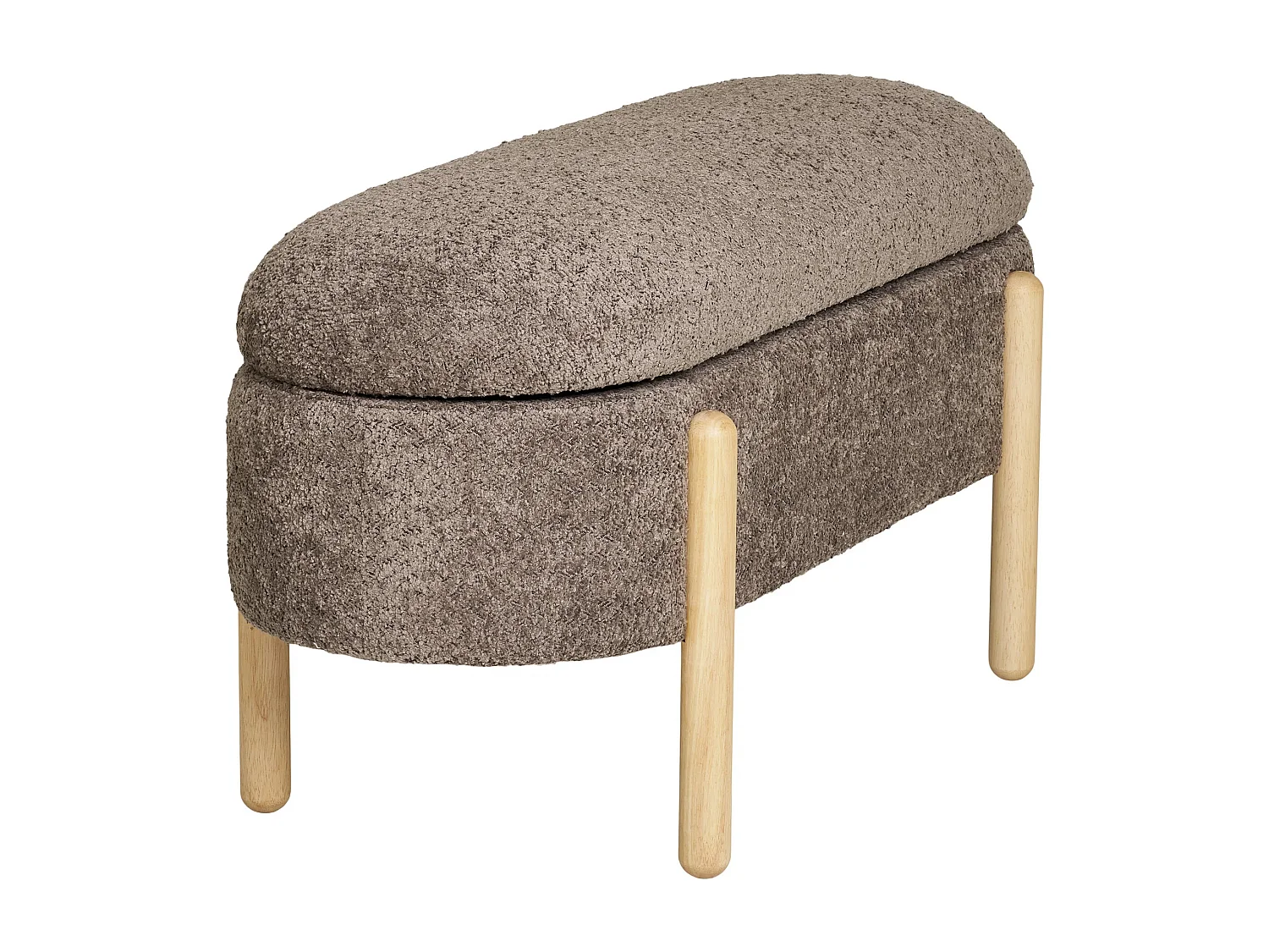 Banc avec rangement tissu marron & pieds en bois naturel BRANCA 97cm