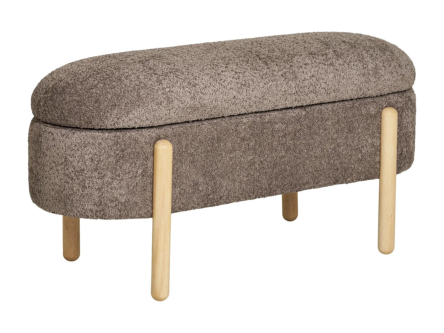 Banc avec rangement tissu marron & pieds en bois naturel BRANCA 97cm