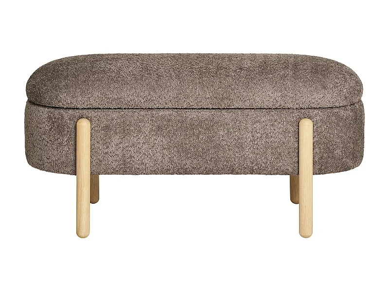 Banc avec rangement tissu marron & pieds en bois naturel BRANCA 97cm