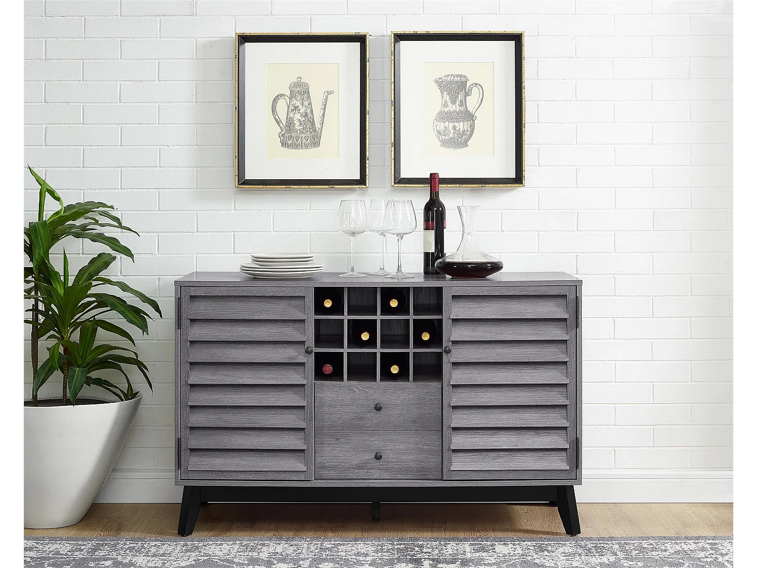 Vaughn | Wijnkast in effet eiken grijs