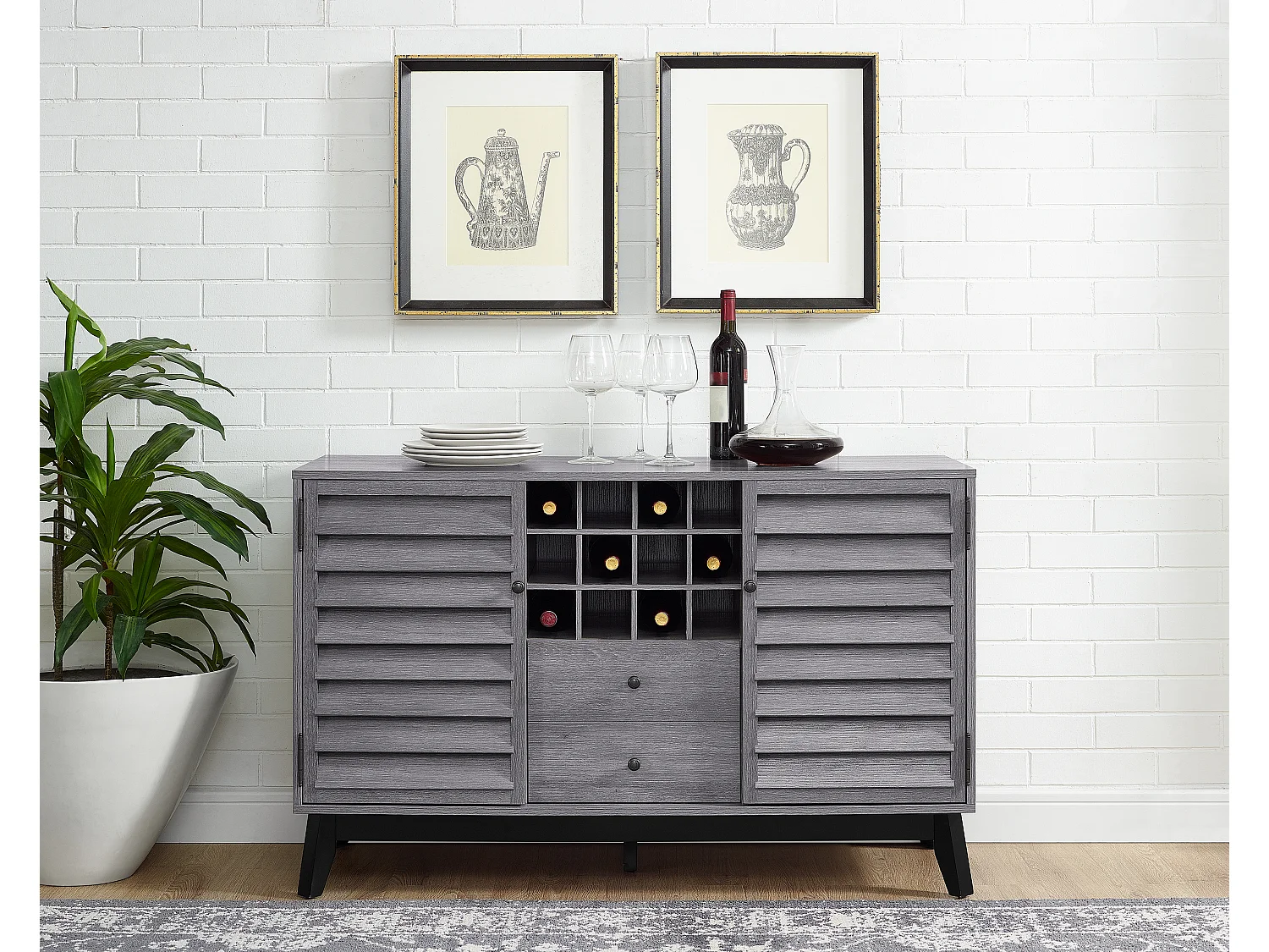 Vaughn | Armoire à vin en aspect chêne gris