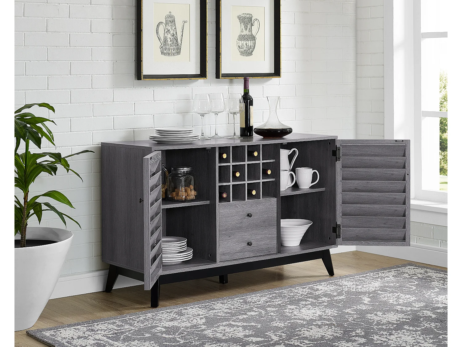 Vaughn | Armoire à vin en aspect chêne gris