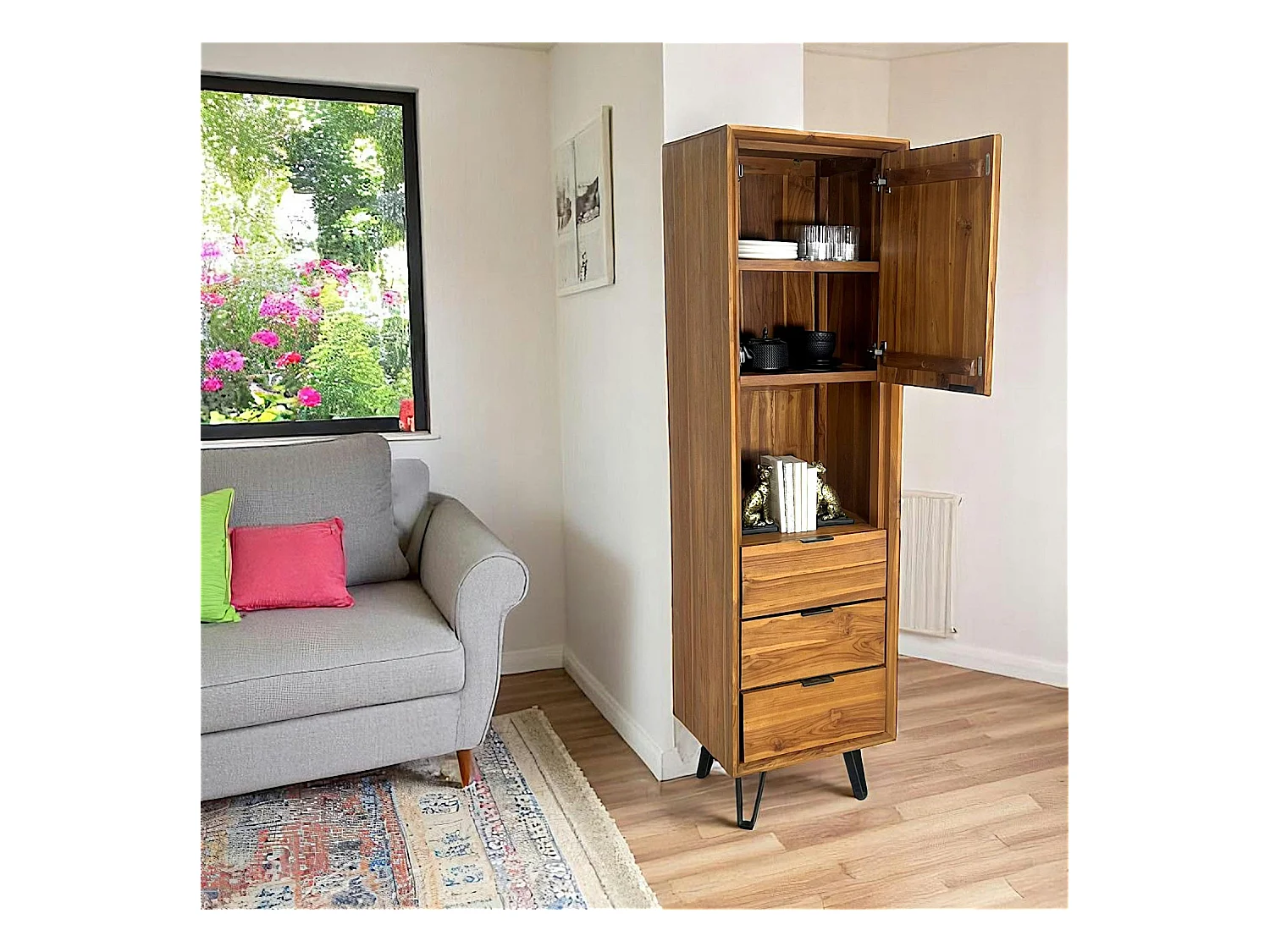 Colonne en bois de teck pieds épingle BOMBAY