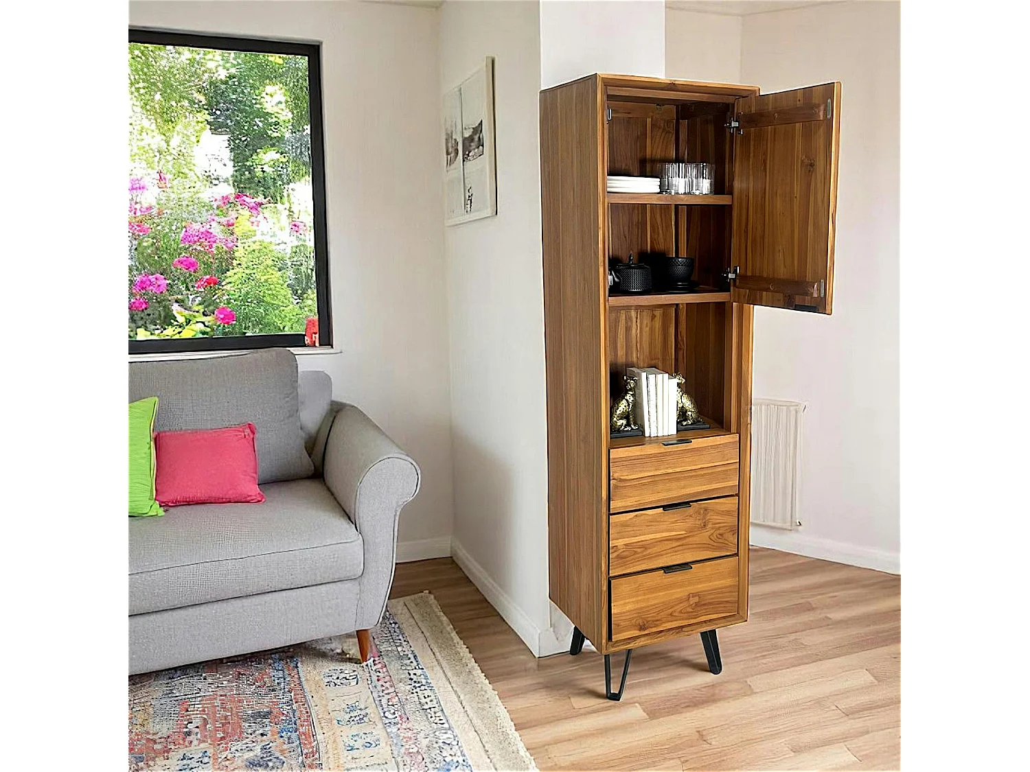 Colonne en bois de teck pieds épingle BOMBAY