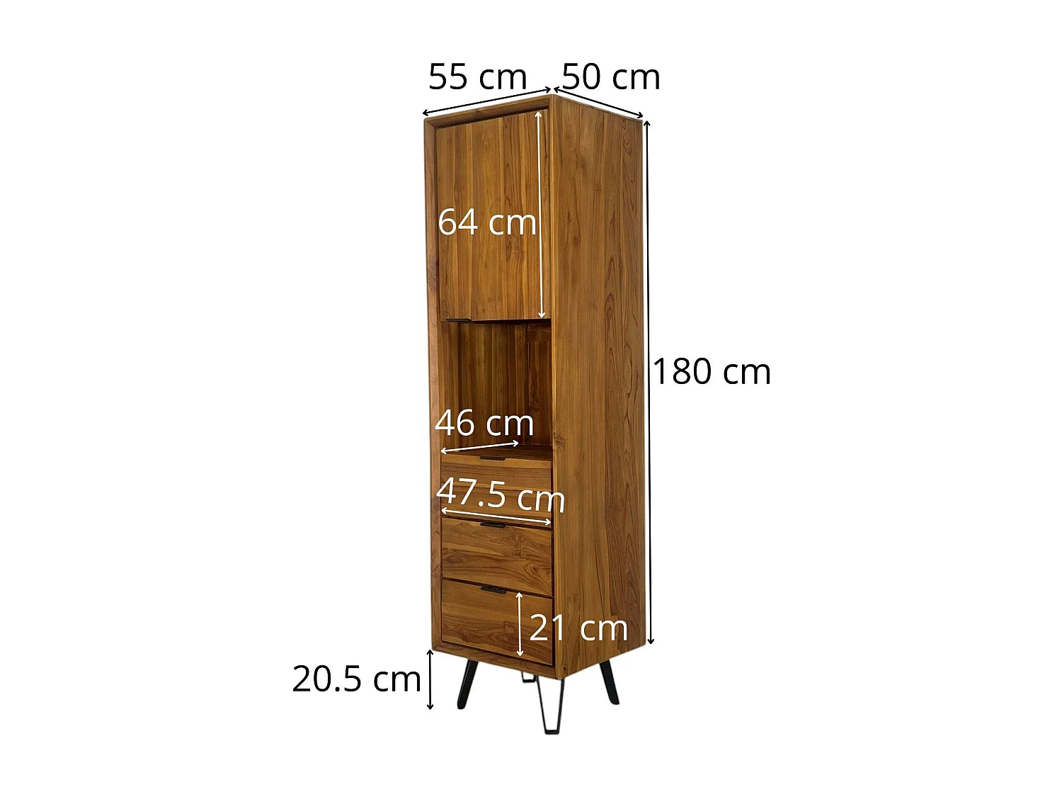 Colonne en bois de teck pieds épingle BOMBAY