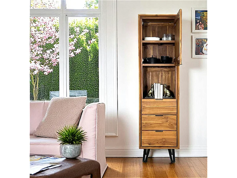 Colonne en bois de teck pieds épingle BOMBAY