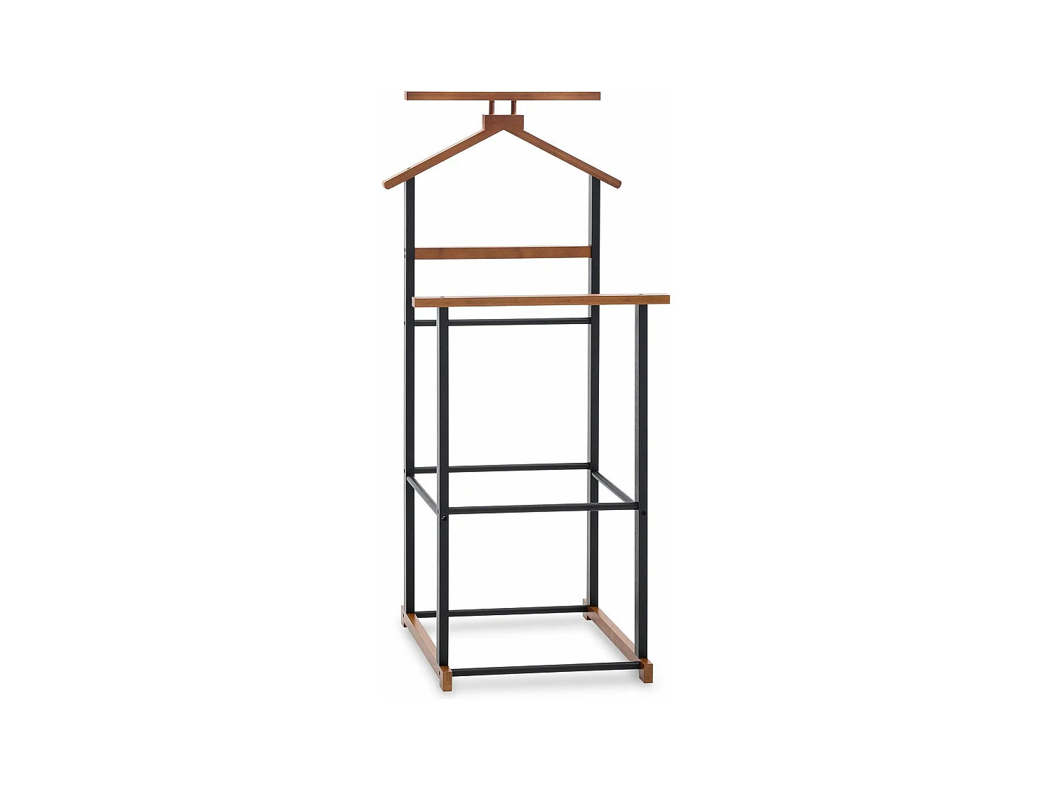 Valet de chambre KANNA chevalet de nuit double portant pour vêtements, en bambou noir et vintage