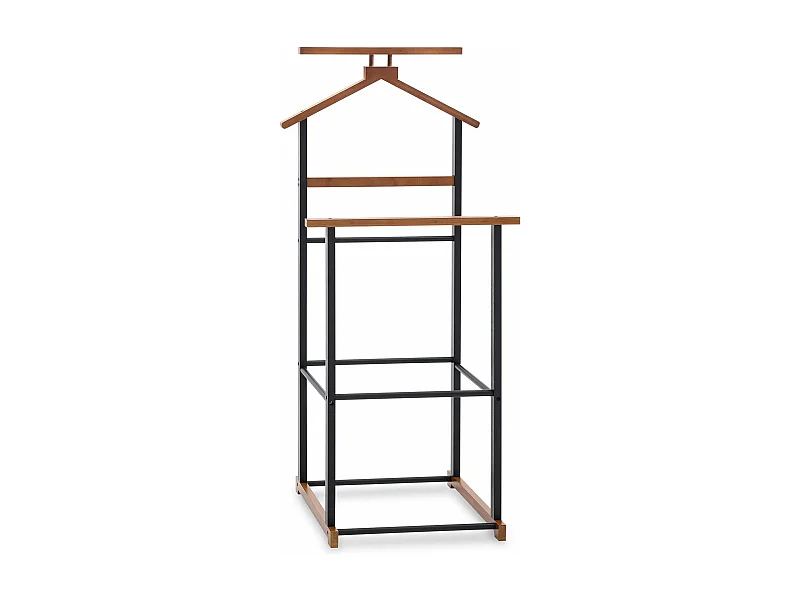 Valet de chambre KANNA chevalet de nuit double portant pour vêtements, en bambou noir et vintage