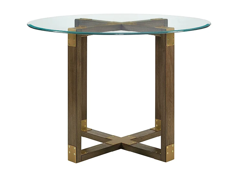 Bronx | Table à manger en verre structure en bois de chêne rustique