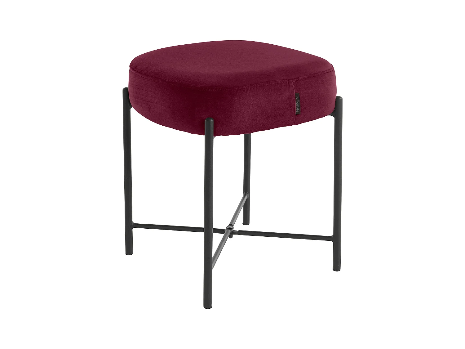 Taburete en terciopelo burdeos