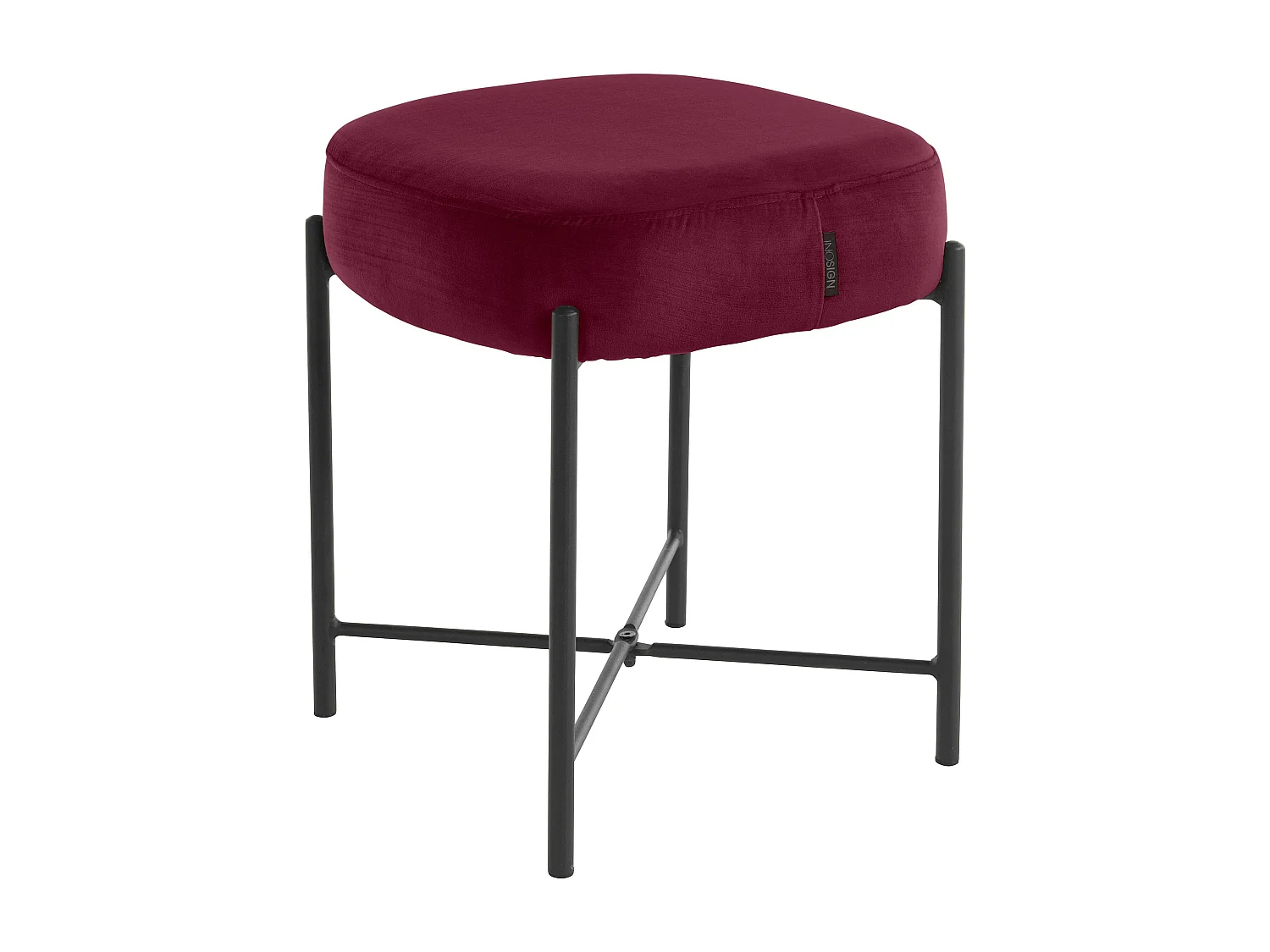 Berry | Tabouret en velours bordeaux