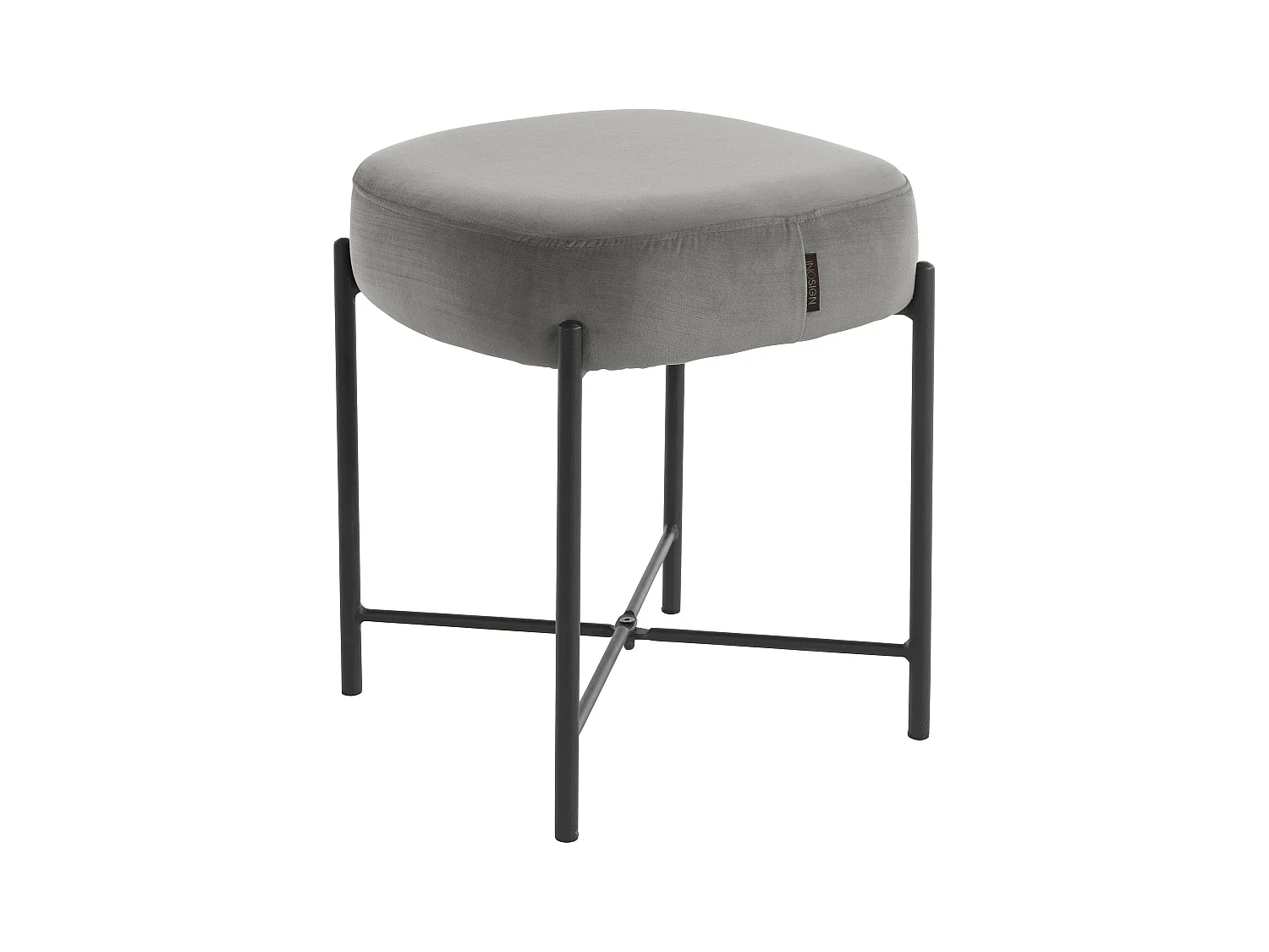 Taburete en terciopelo gris claro