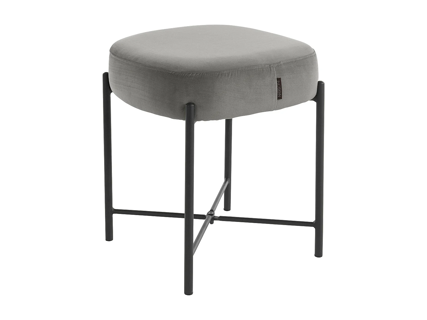 Tabouret en velours gris clair