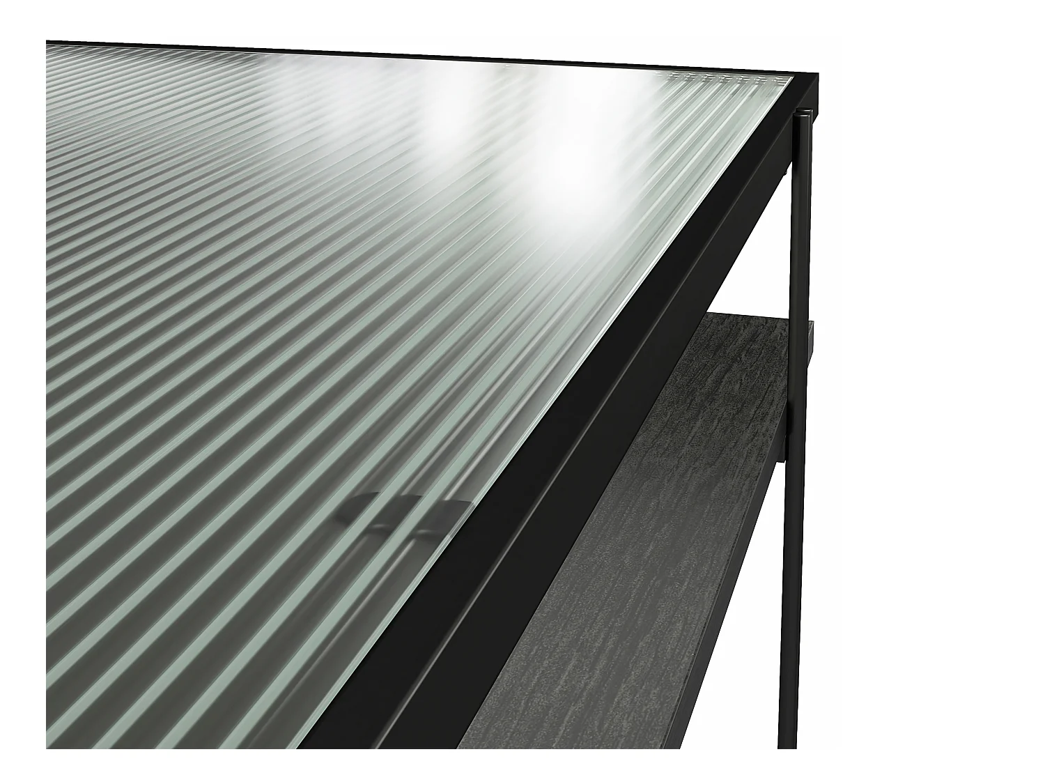 Wainwright | Bureau d'ordinateur en verre transparent et structure en métal noir