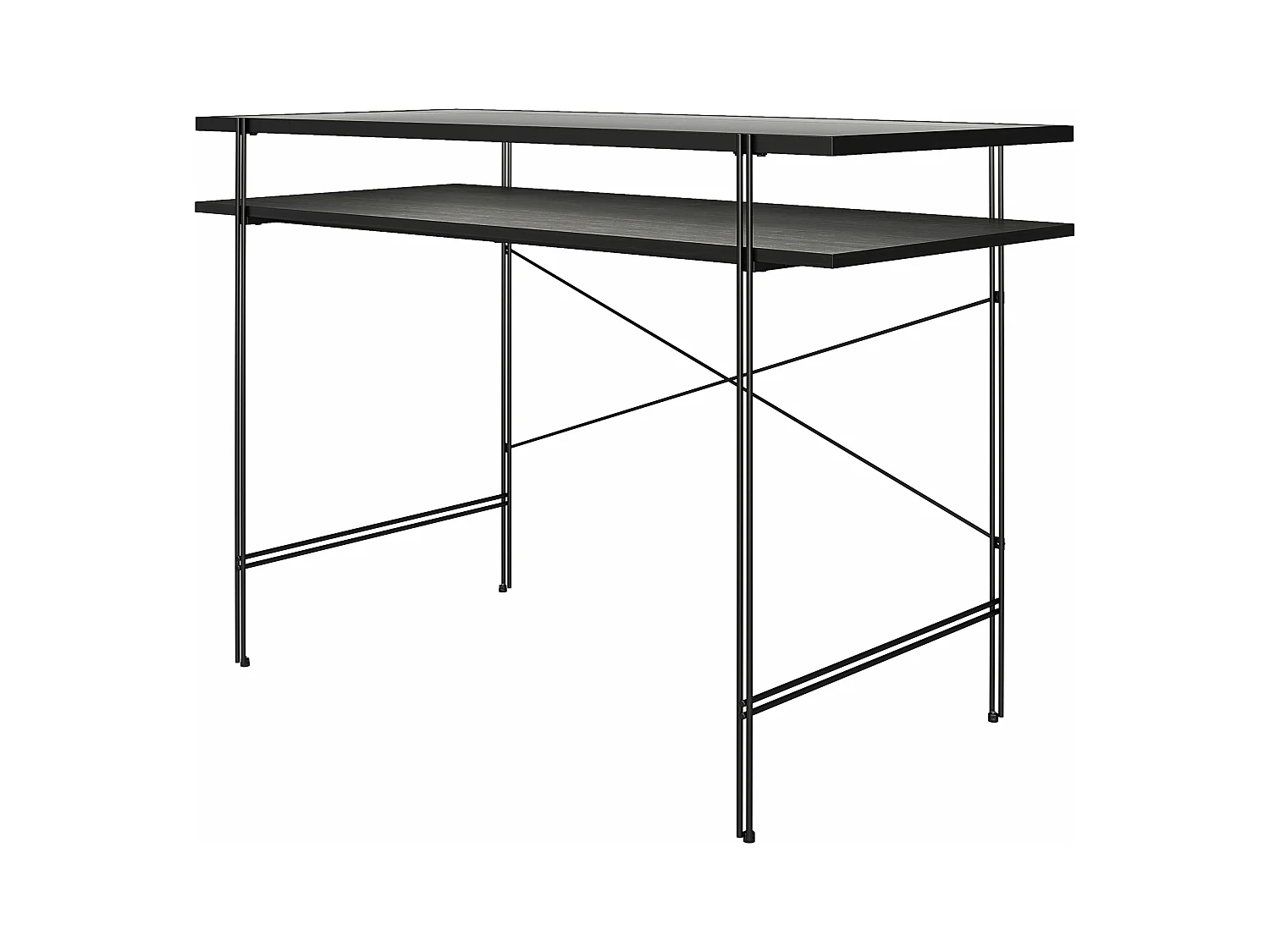 Wainwright | Bureau d'ordinateur en verre transparent et structure en métal noir