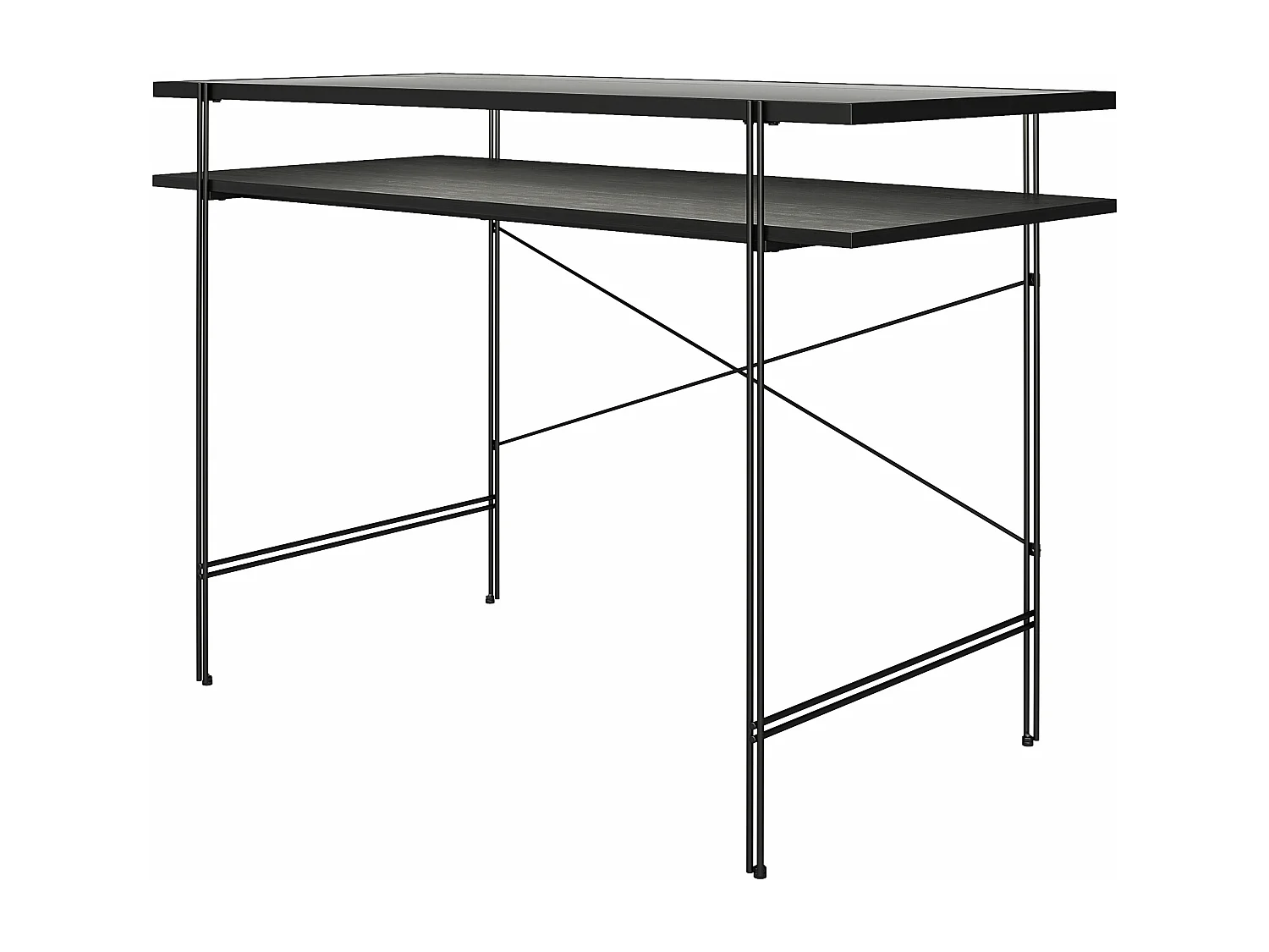Wainwright | Bureau d'ordinateur en verre transparent et structure en métal noir