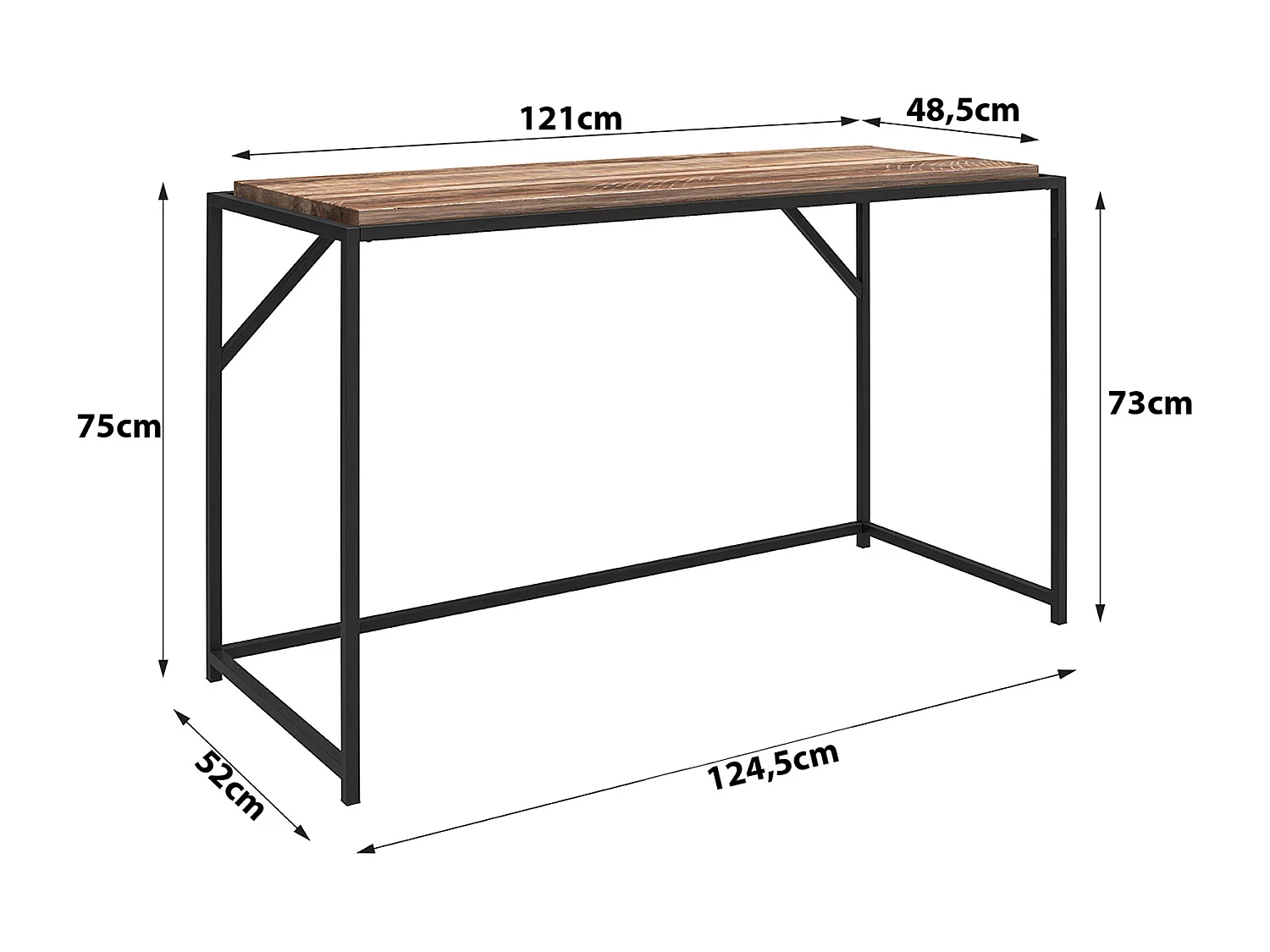 Quincy | Bureau en panneaux de particules de chêne gris et structure en métal