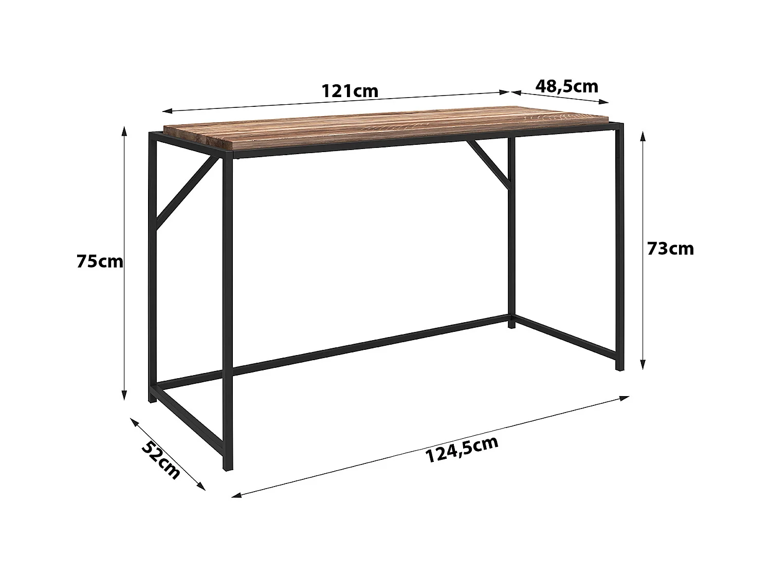 Quincy | Bureau en panneaux de particules expresso et structure en métal