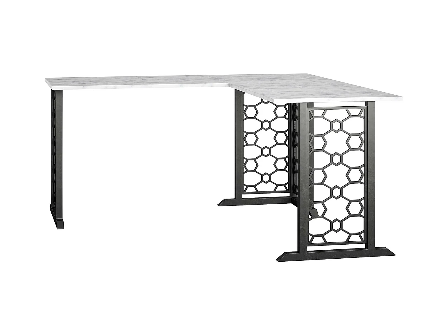 Ella | Bureau forme L en MDF marbre blanc