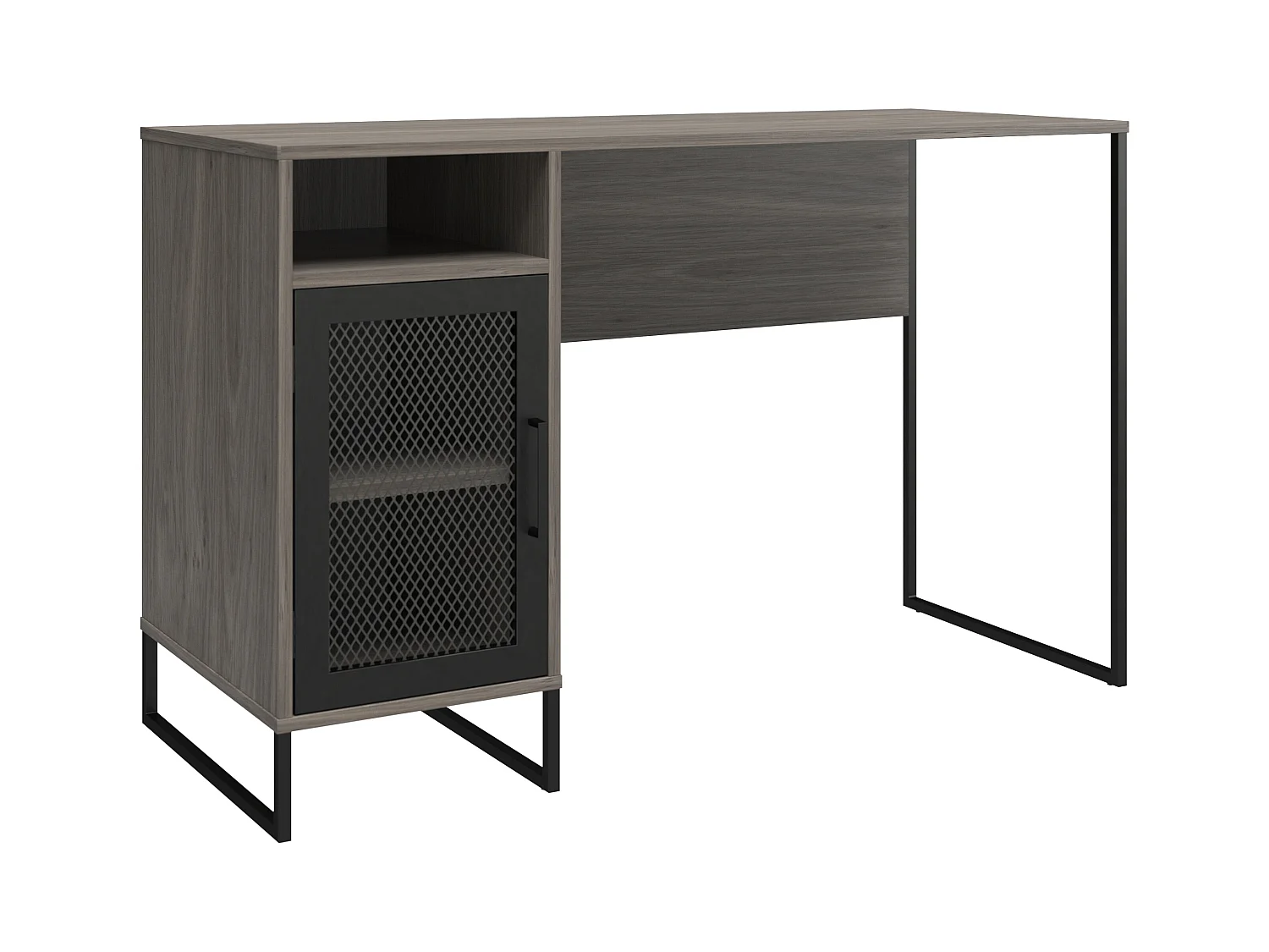 Purdue | Bureau ordinateur caisson 1 porte en MDF chêne gris