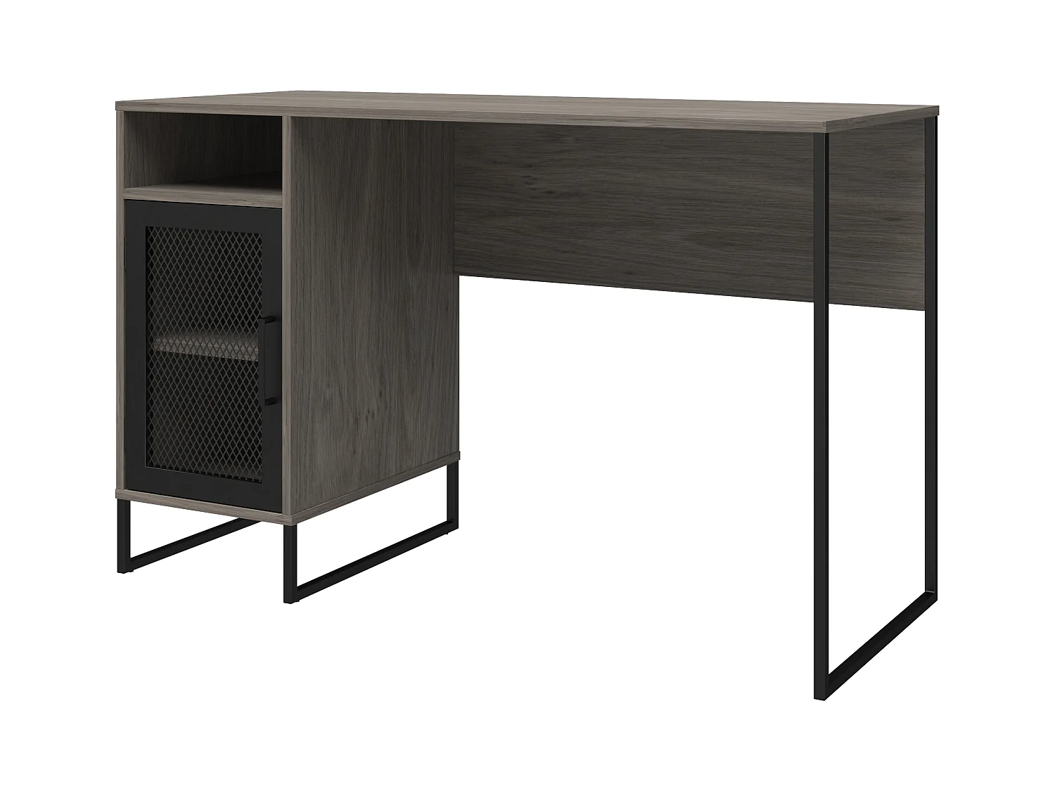 Purdue | Bureau ordinateur caisson 1 porte en MDF chêne gris