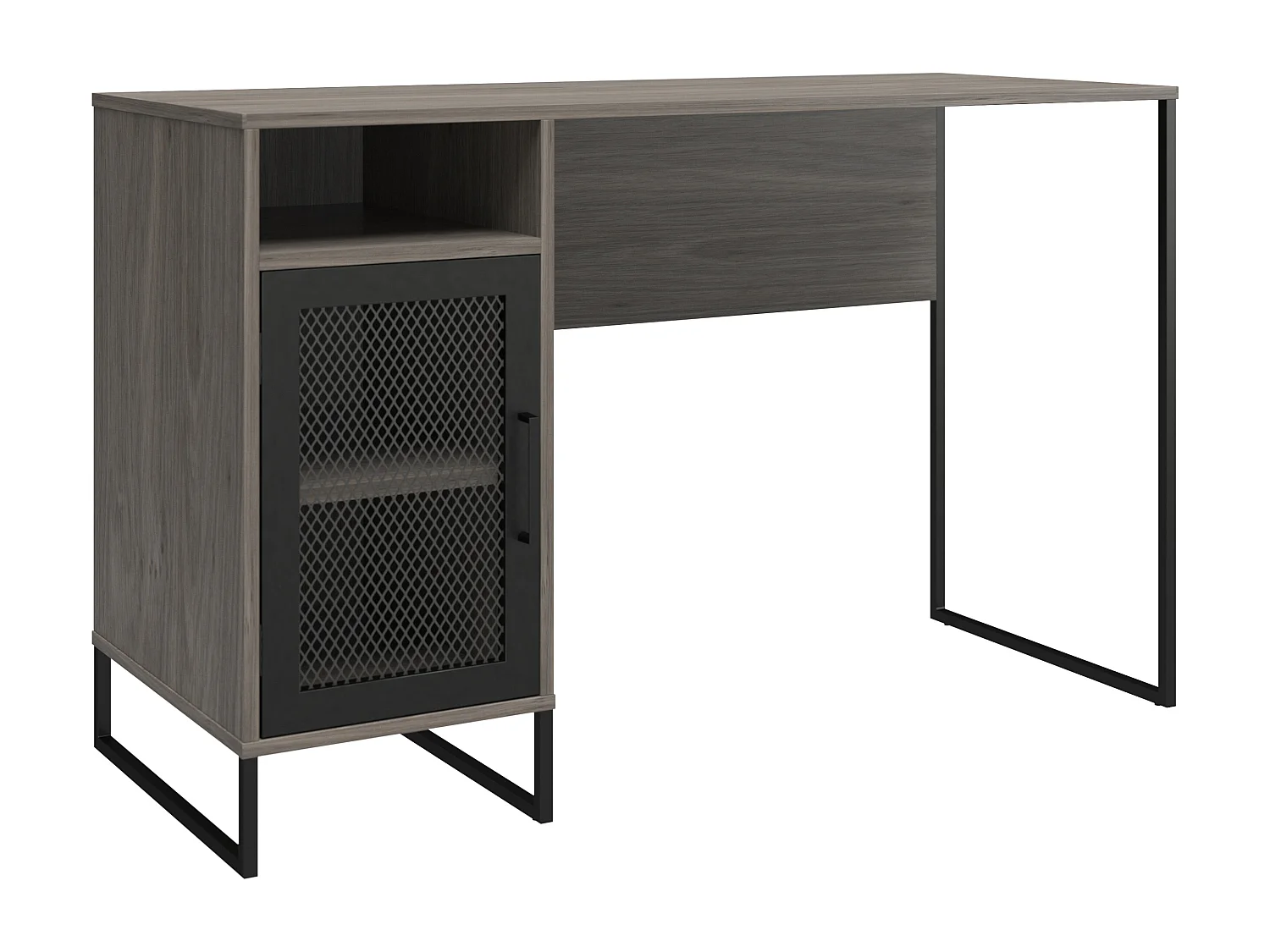 Purdue | Bureau ordinateur caisson 1 porte en MDF chêne gris
