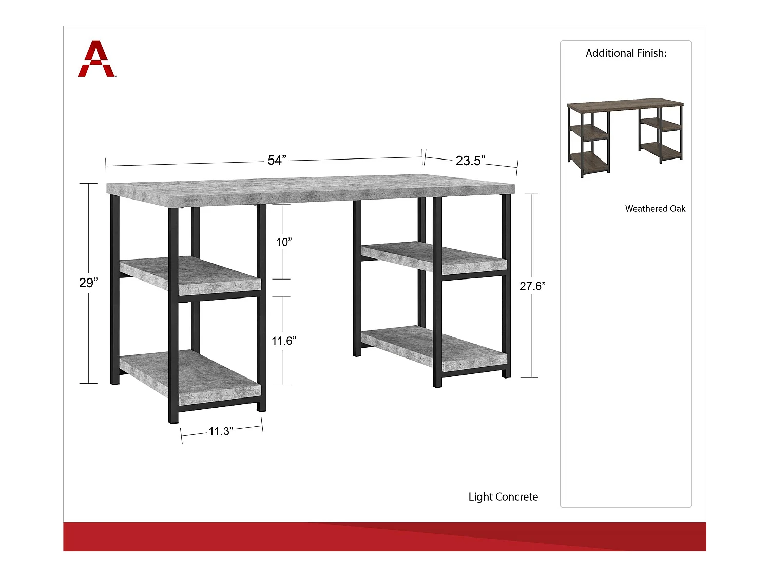 Ashlar | Bureau d'ordinateur avec 4 étagères en panneaux de partic. stratifiés
