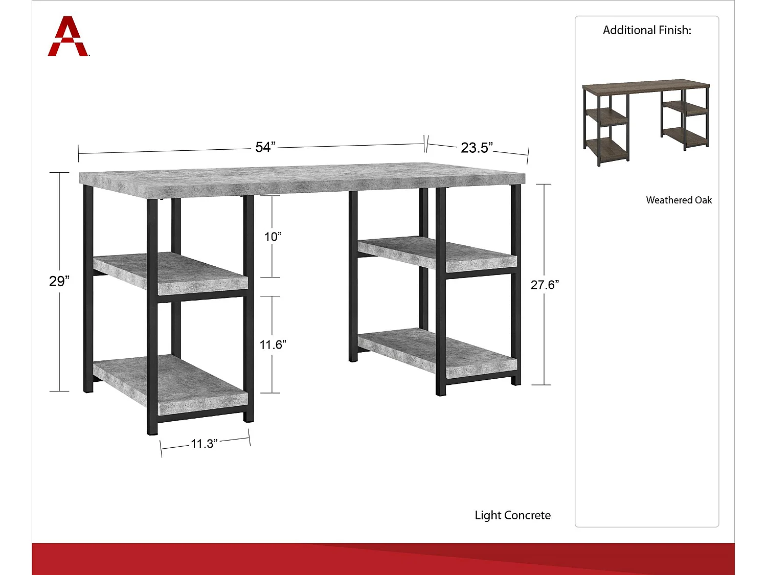 Ashlar | Bureau d'ordinateur avec 4 étagères en panneaux de partic. stratifiés
