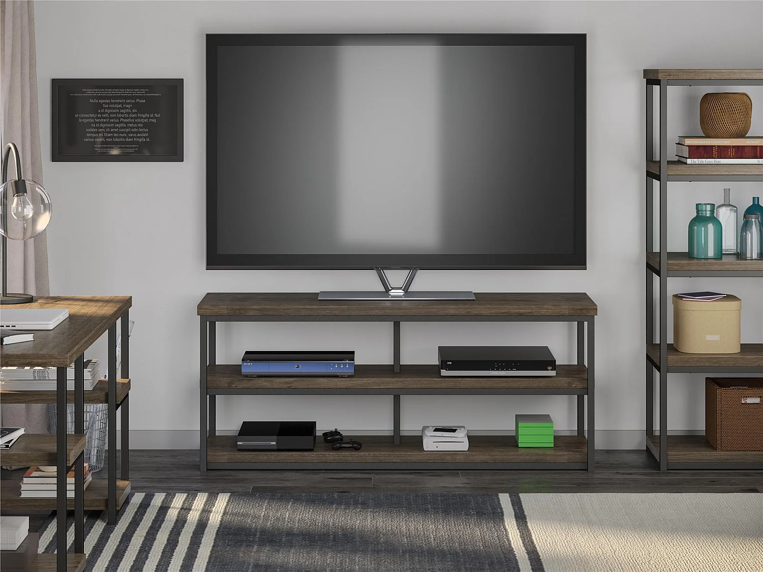 Ashlar | Bureau d'ordinateur avec 4 étagères en panneaux de partic. stratifiés