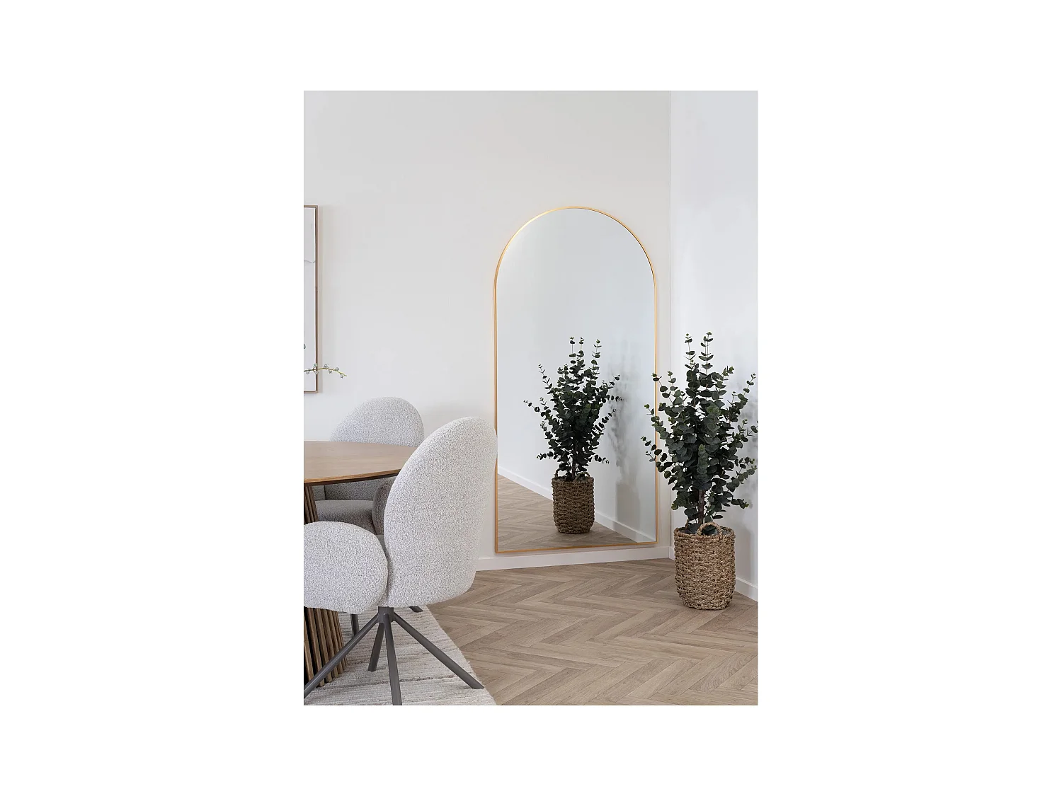 Grand miroir arc en aluminium MADRID – L 90 x H 180cm-Beige