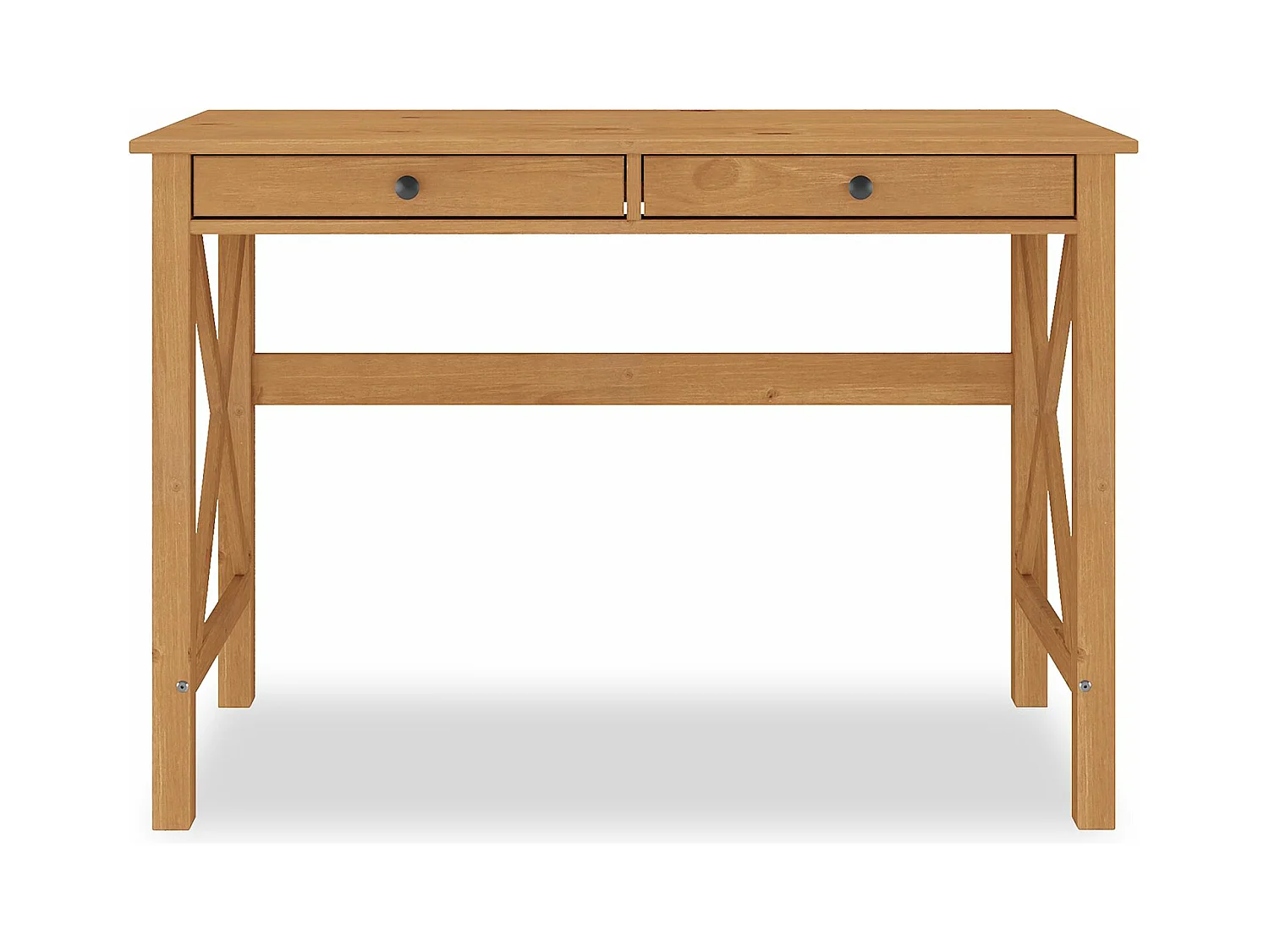 Bureau en bois ADRIAN L 110 cm avec deux tiroirs en bois massif coloris chêne avec rangement élégant et pratique