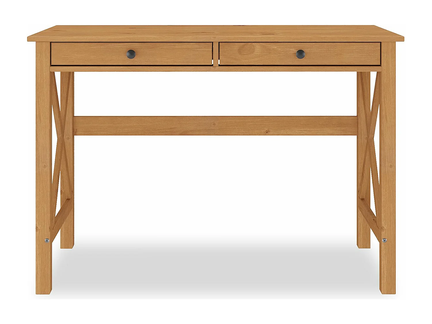 Bureau en bois ADRIAN L 110 cm avec deux tiroirs en bois massif coloris chêne avec rangement élégant et pratique