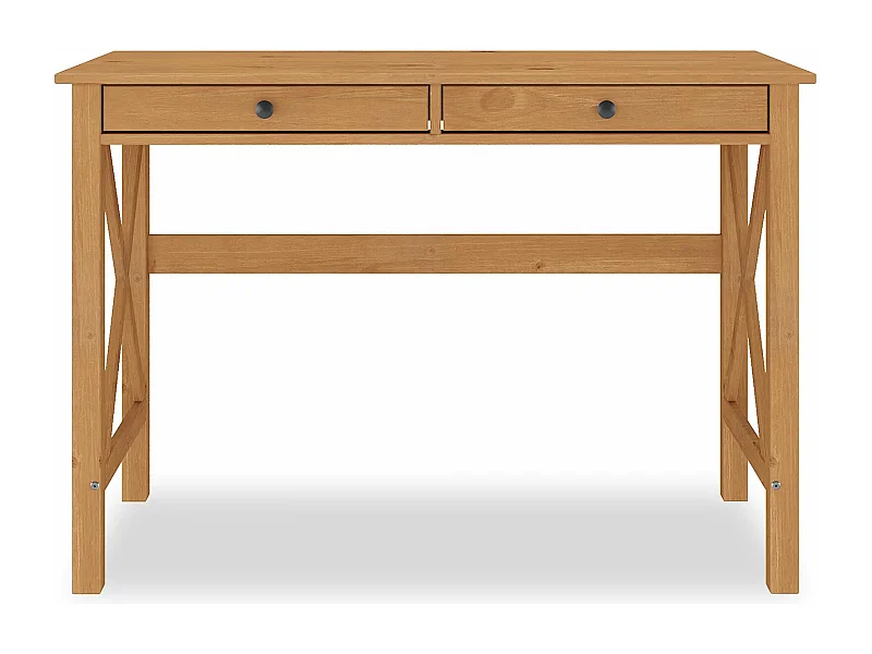 Bureau en bois ADRIAN L 110 cm avec deux tiroirs en bois massif coloris chêne avec rangement élégant et pratique