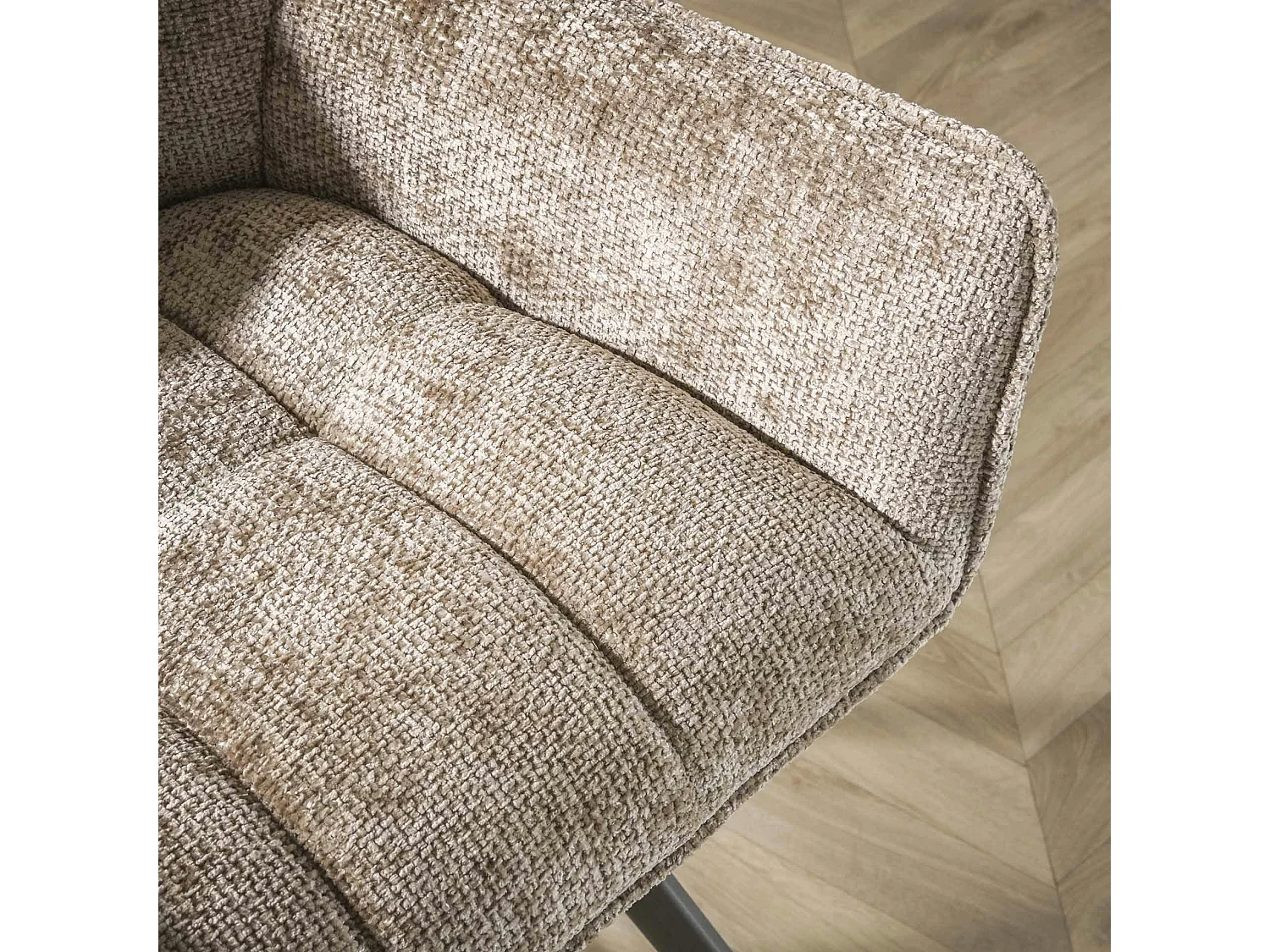 Chaise de bar pivotante en velours texturé beige nacré (lot de 2) MELBOURNE