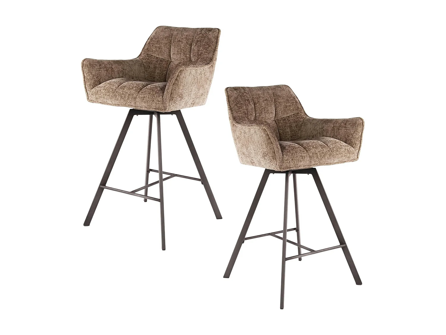 Chaise de bar pivotante en velours texturé beige nacré (lot de 2) MELBOURNE