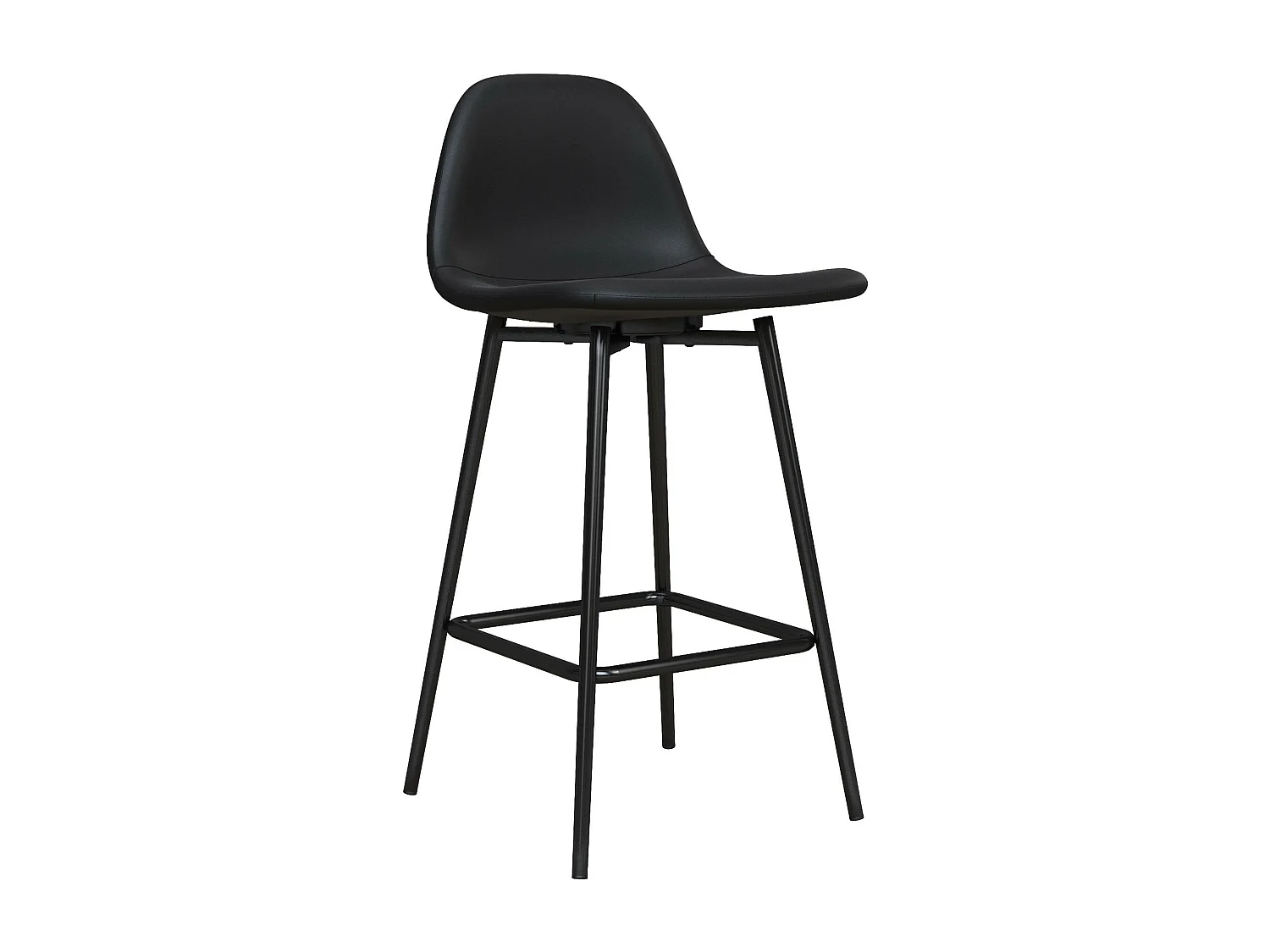 Calvin | Tabouret de comptoir en simili cuir noir