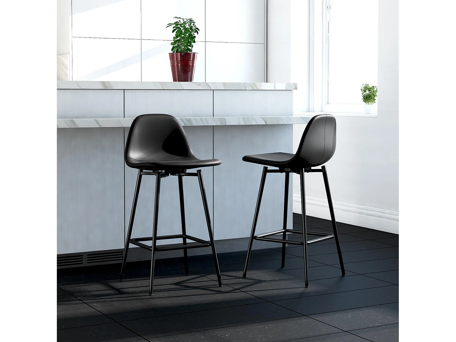 Calvin | Tabouret de comptoir en simili cuir noir