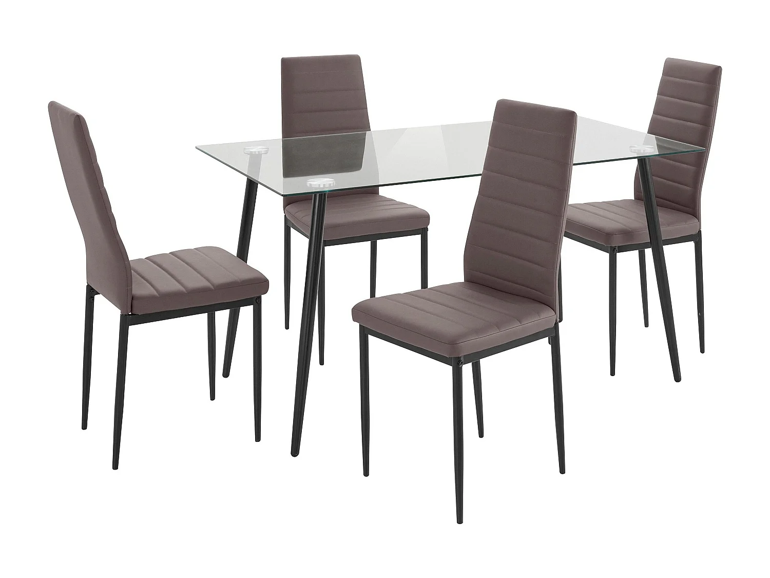 Danny | Ensemble table à manger 140 cm et 4 chaises en PU Cappucino