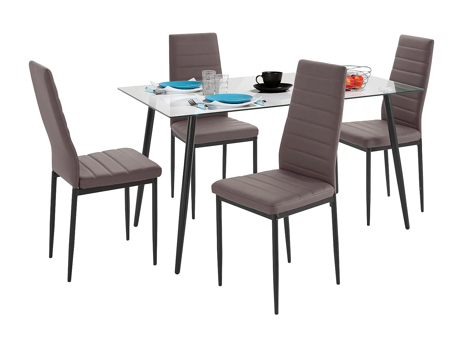 Danny | Ensemble table à manger 140 cm et 4 chaises en PU Cappucino